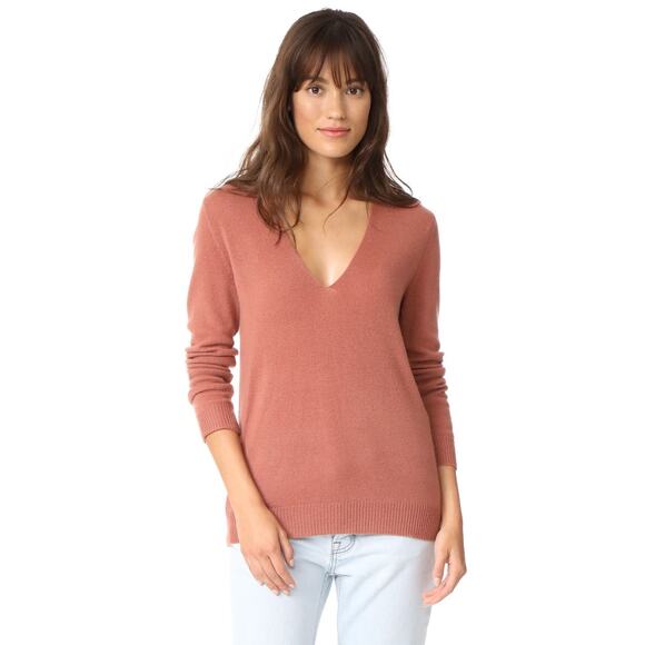 Theory Adrianna Feather 100% Cashmere Sweater Deep Rose Size Small - Picture 1 of 7